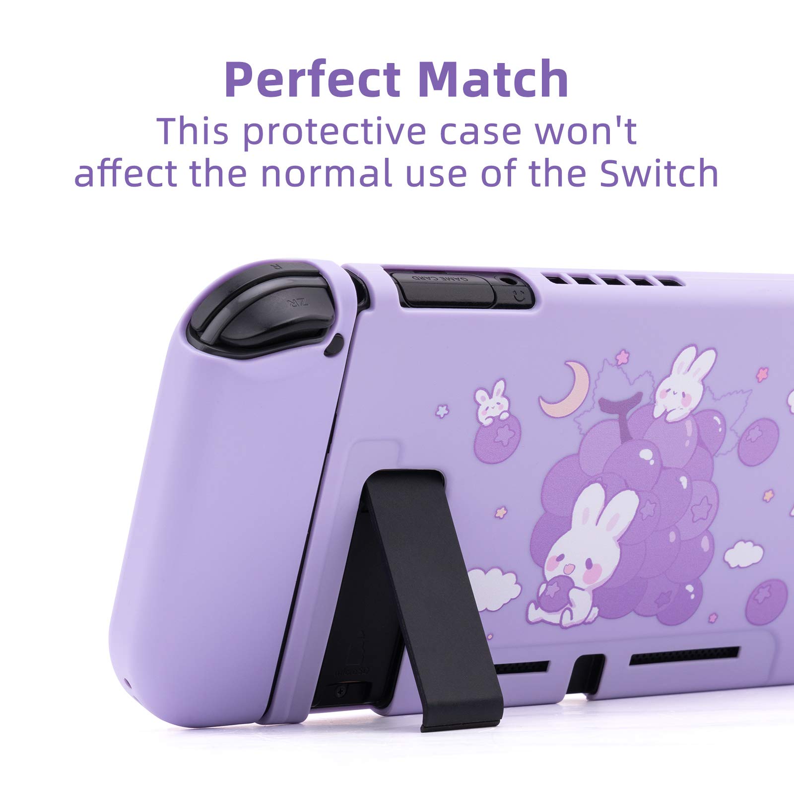 GeekShare Protective Case for Switch, Soft TPU Slim Case Cover Compatible with Nintendo Switch Console and Joy-Con (Grape Bunny)