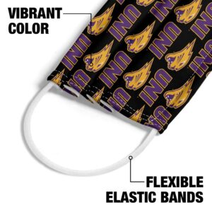 Popfunk University of Northern Iowa Logo Repeat - UNI Panthers Home 1-Ply Reusable Face Mask Covering with Adjustable Nose Wire, Unisex