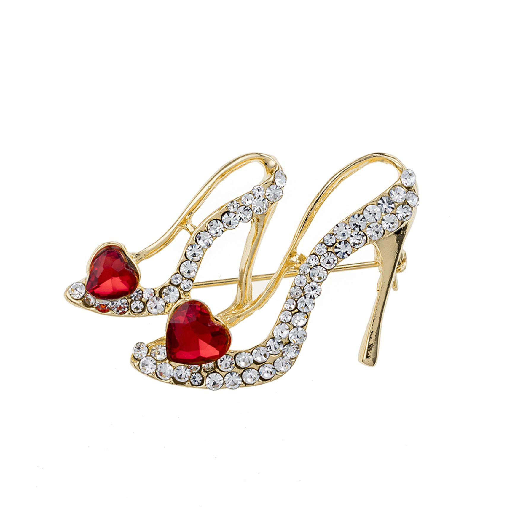 LKEEP Ladies Crystal Rhinestone High Heel Princess Shoes Brooches Women Stylish Charm Brooch Pin