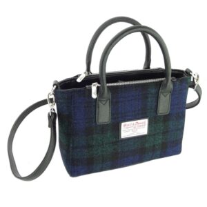 women's harris tweed small tote bag brora (black watch)