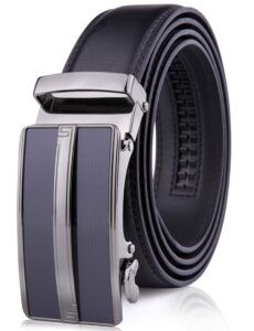 access denied leather ratchet belts for men - mens belt with automatic sliding buckle for suits, jeans and uniform - designed in the usa - gifts for men