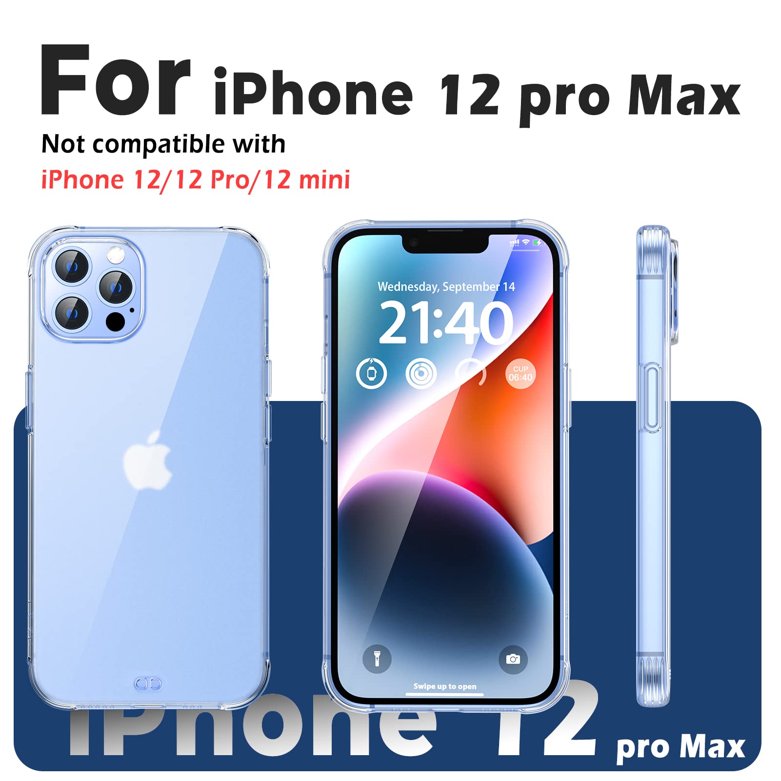 ORIbox iPhone 12 Pro Max Case Clear Matte Translucent Soft Edges Lightweight Shock Absorption Crystal Design Anti-Fingerprint