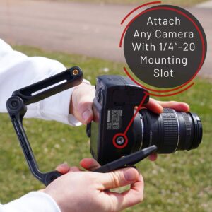 GENS Handheld Camera Stabilizer Grip - Universal U-Shaped Handle Works with DSLR, Mirrorless, & Video Cameras with 1/4"-20 Threaded Insert - Foldable Design with Extra Mounting Holes for Accessories