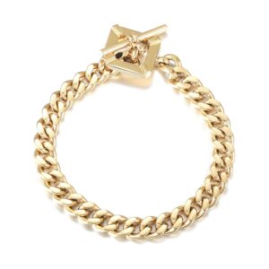 ciunofor square toggle clasp chain bracelet chunky miami cuban link for women 18k gold filled stainless steel vintage curb chain adult jewelry