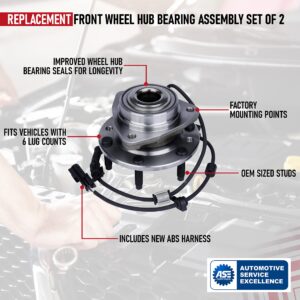 Replacement Front Wheel Hub Bearing Assembly Set of 2 - Compatible with Chevy, Buick, GMC Vehicles - Rainier, SSR, Trailblazer, Envoy, Bravada, 9-7x - Replaces 951-056, 12413037, 15130858, 513188