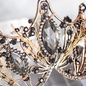 Baroque Black Queen Crowns for Women, Rhinestone Wedding Crowns and Tiaras Crystal Princess Crown Tiaras for Prom Birthday Party Valentines Costume