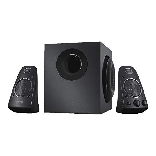 Logitech Z623 400 Watt Home Speaker System Bundle with Closed-Back Studio Monitor Headphones and Audio Cable (3 Items)