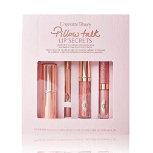 charlotte tilbury pillow talk lip secrets holiday set - matte revolution lipstick full size, lip cheat liner, collagen lip bath plumper, jewel lips lip gloss