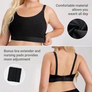 Pumping Bra, Momcozy Hands Free Pumping Bras for Women 2 Pack Supportive Comfortable All Day Wear Pumping and Nursing Bra in One Holding Breast Pump for Spectra S2, Bellababy, Medela, etc(XX-Large)