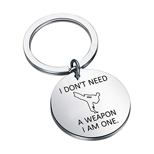 FAADBUK Funny Karate Keychain Karate Instructor Students Gift I Don't Need A Weapon I Am One Jewelry Martial Arts Karate Gift Karate Lover Gift (I Am One K-S)