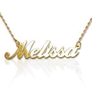 MyNameNecklace Name Necklace Personalized Sterling Silver Gold Plated Custom Made Pendant Nameplate Cursive Style Precious Metals Gift for Women