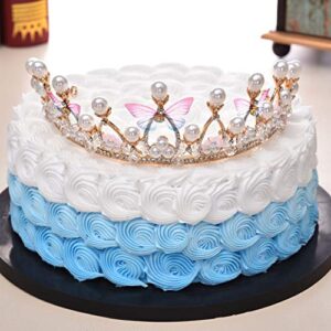 Princess Tiaras for Girls, Birthday Crown for Girls Butterfly Princess Performance Disc Hair Model Catwalk Handmade Crystal Tiara