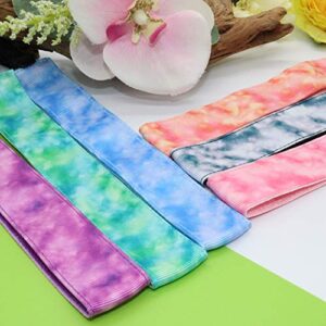 FROG SAC 6 PCS Tie Dye Headbands for Girls, Elastic No Slip Adjustable Rainbow Hair Bands for Girl Teens, Stretch Head Bands for Women, Cute Non Slip Hair Accessories Party Favors for Kids