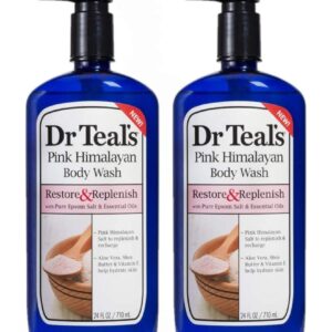 Dr Teal's Pink Himalayan Salt Body Wash Gift Set (2 Pack, 24oz Ea.) - Restore & Replenish Pink Himalayan Salt