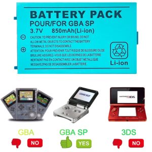 Gameboy Advance SP Battery, TFSeven 1Pcs Nintendo GBA SP Replacement Battery 850mah 3.7V Rechargeable Lithium Ion for Nintendo GBA Sp Gameboy Anvance SP