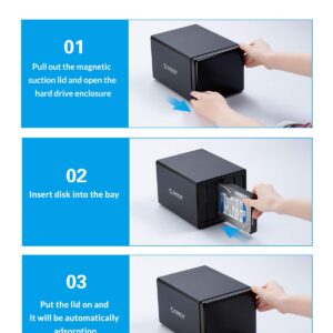 ORICO 4 Bay External Raid Hard Drive Enclosure Magnetic Aluminum Type C to SATA for 3.5inch HDD Tool Free Storage Case Support 7 RAID Modes Up to 64TB(4X16TB) - NS400RC3