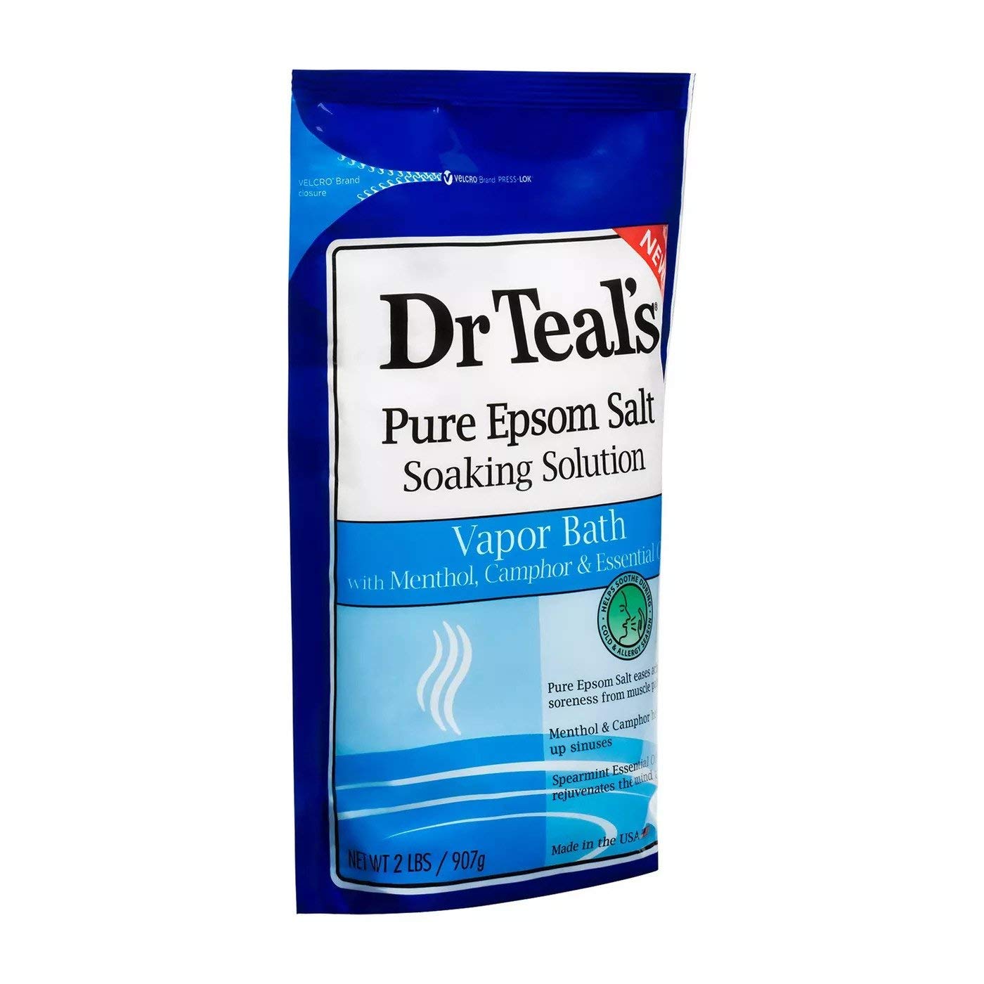 Dr. Teal's Pure Epsom Salt Vapor Bath Soaking Solution Gift Set (2 Pack, 2lbs ea.) - Menthol, Camphor, & Spearmint Essential Oils Help Open Up Sinuses and Clear the Mind During Cold and Allergy Season