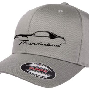 1983-88 Ford Thunderbird Outline Design Flexfit 6277 Athletic Baseball Fitted Hat Cap Grey L/XL