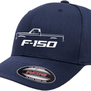 1980-86 Ford F150 Pickup Truck Outline Design Flexfit 6277 Athletic Baseball Fitted Hat Cap Navy S/M