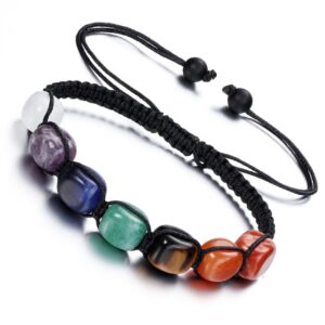 pesoenth 7 chakra healing crystal bead bracelet women natural gemstones yoga reiki chakras stone beads anxiety braided bracelet adjustable jewelry men gifts