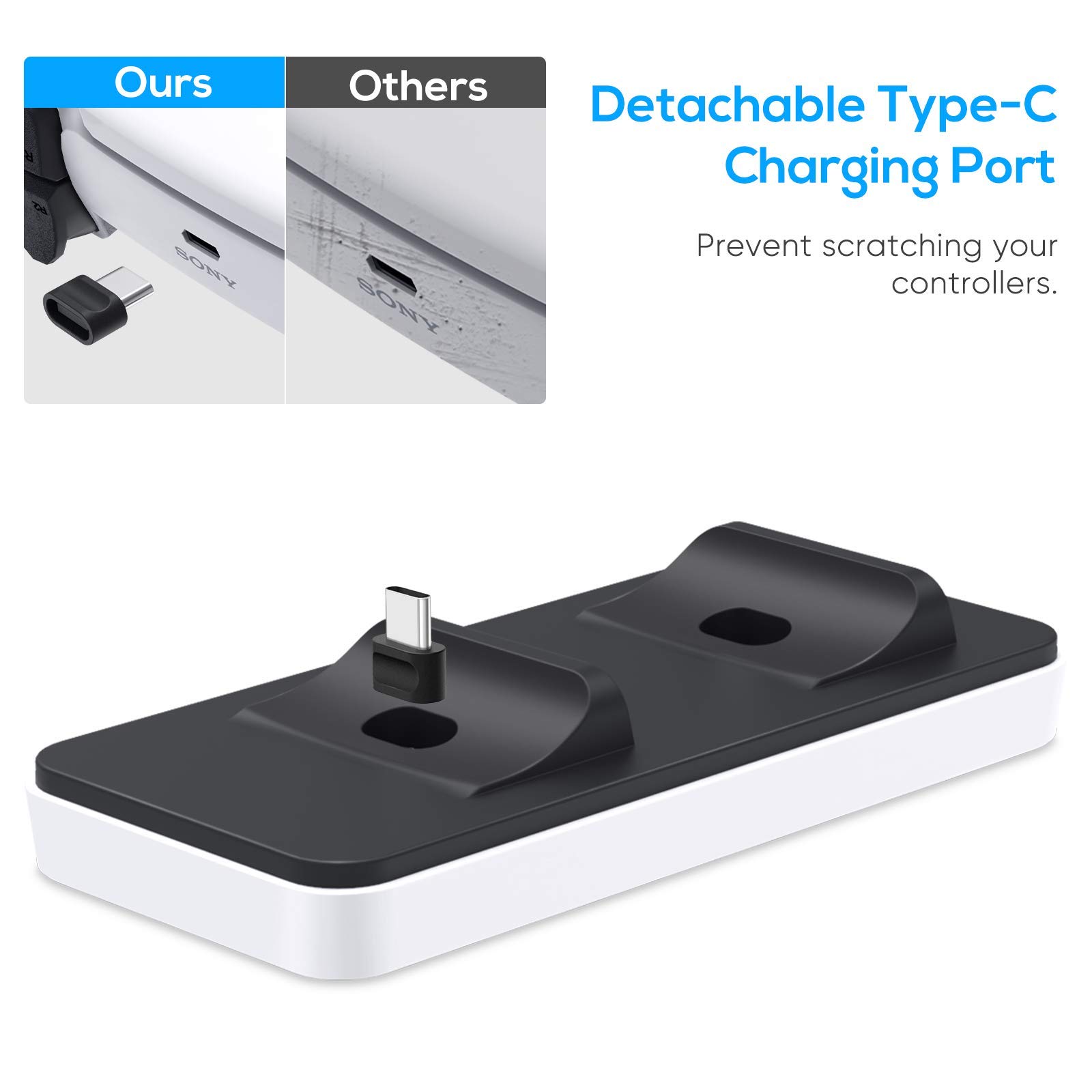 FASTSNAIL Charging Dock for PS5 Controller, Charging Station Charger Stand for PS5 Wireless Controller with Type-C Charging Cable