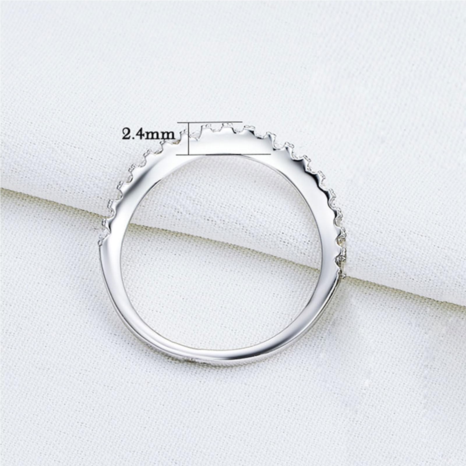 Newshe Jewellery Curved Wedding Bands for Women AAAAA Cz Stacking 925 Sterling Silver Eternity Rings Wishbone Size 7