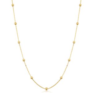 14k Yellow Gold Filled Ball Station Satellite Necklace for Women (3 mm, 16 inch)