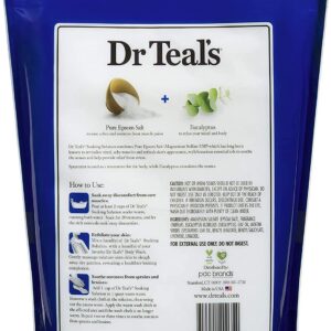 Dr Teal's Eucalyptus & Spearmint Salt Bath (3 Pack, 7lb Ea) - Relax & Relief Formula - Essential Oils Blended with Pure Epsom Salt - Ease Aches & Pains, Clear The Mind & Senses - Value Size Bag