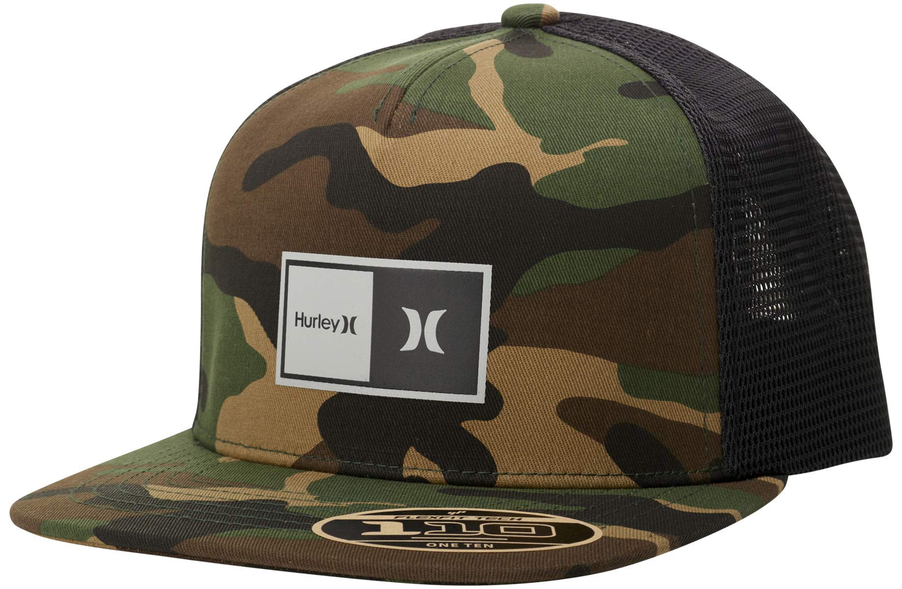 Hurley Mens Caps - Flat Brim Snapback Baseball Cap Standard Trucker Hats for Men, Size One Size, Camo/Black