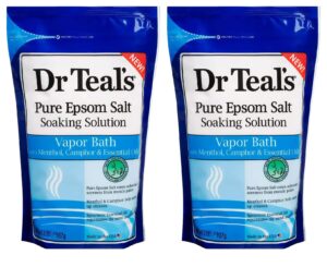 dr. teal's pure epsom salt vapor bath soaking solution gift set (2 pack, 2lbs ea.) - menthol, camphor, & spearmint essential oils help open up sinuses and clear the mind during cold and allergy season