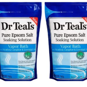 Dr. Teal's Pure Epsom Salt Vapor Bath Soaking Solution Gift Set (2 Pack, 2lbs ea.) - Menthol, Camphor, & Spearmint Essential Oils Help Open Up Sinuses and Clear the Mind During Cold and Allergy Season