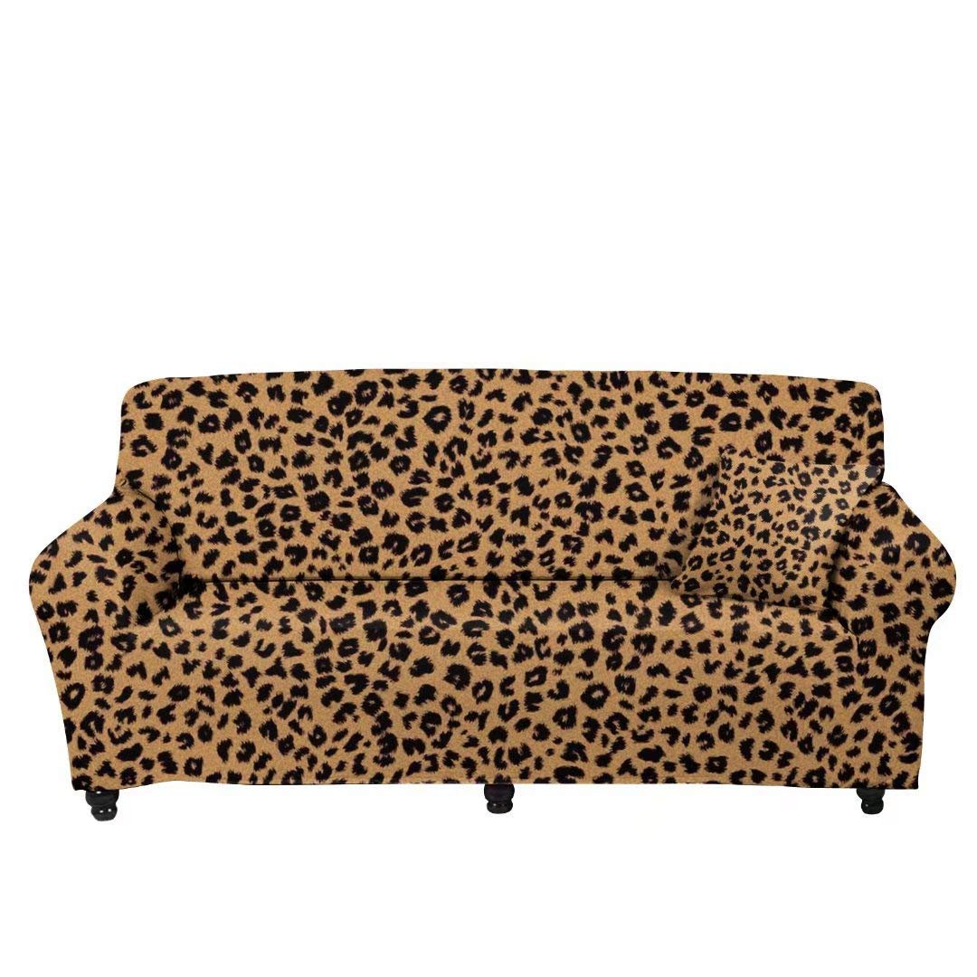 GOSTONG Leopard Print Sofa Cover Cushion Couch Stretch Couch Covers, Sofa Slipcover Furniture Protector for Living Room Universal Sofa Cover for Armchair/Loveseat/Couch/Big Sofa