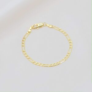 14k Gold Filled Figaro Chain Bracelet (Gold, 6.5)