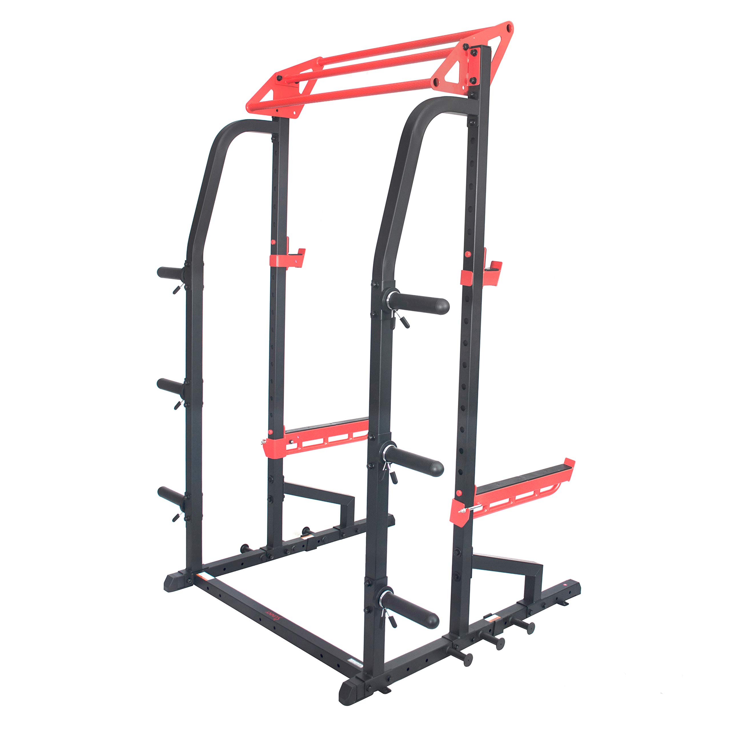 Sunny Health & Fitness Power Zone Half Rack Heavy Duty Performance Power Cage with 1000 LB Weight Capacity – SF-XF9933, Black