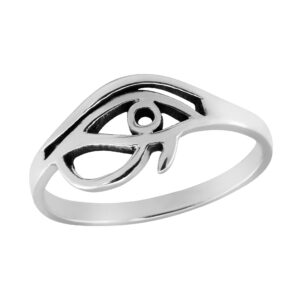 aeravida ancient egyptian inspired eye of ra protective symbol in .925 sterling silver unisex ring sizes 8-10 for casual everyday wear with a trendy heiroglyph & pharaoh vibe