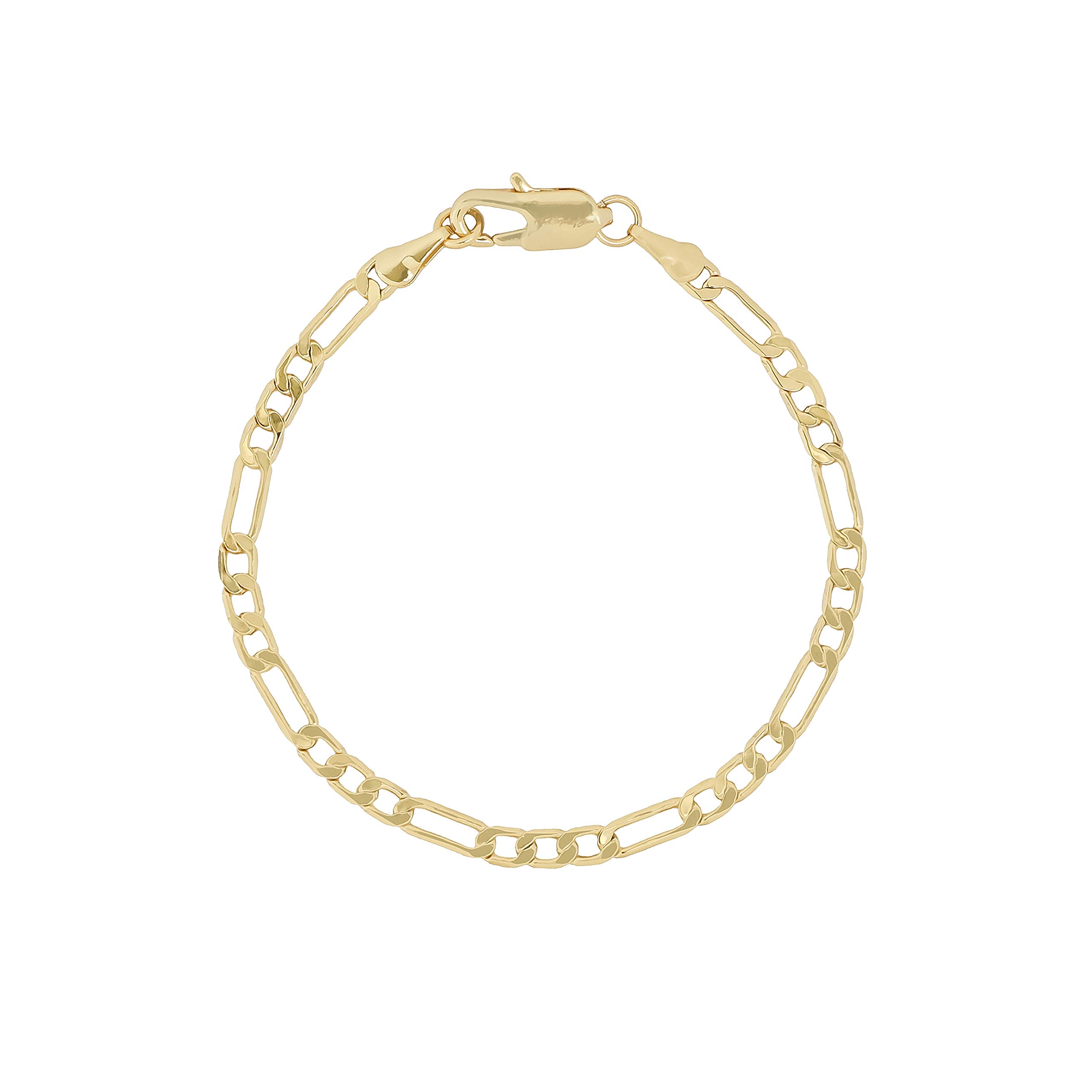 14k Gold Filled Figaro Chain Bracelet (Gold, 6.5)