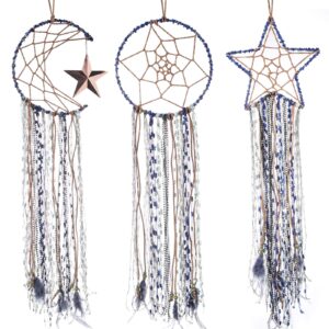 jetec 3 pieces dream catcher moon sun blue handmade modern dreamcatcher for wall hanging home decoration