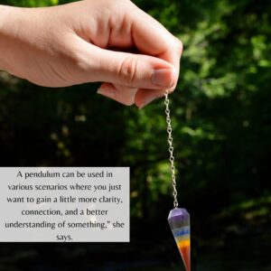 Amazing Gemstone Selenite Crystal Pendulum for Divination - Dowsing Pendulum Necklace with Chain and Crystal Ball for Reiki Healing and Crystal Grid Meditation