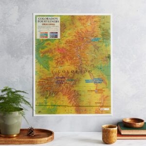 Scratch Off Colorado Fourteeners Map Poster - 14ers Mountain Peaks - Ideal Bucket list Gift for Climbers - 22 x 17