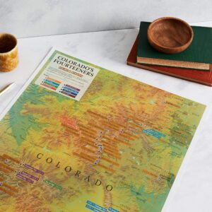 Scratch Off Colorado Fourteeners Map Poster - 14ers Mountain Peaks - Ideal Bucket list Gift for Climbers - 22 x 17