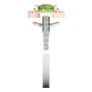 Clara Pucci 2.40 ct Round Cut Solitaire Halo Natural Green Peridot Engagement Promise Anniversary Bridal Ring 14k White & Rose Gold