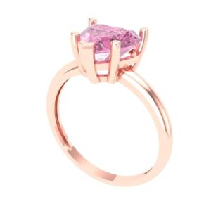 Clara Pucci 2.0 ct Heart Cut Solitaire Pink Simulated Diamond 5-Prong Bridal Designer Anniversary Engagement Ring Real 14k Rose Gold