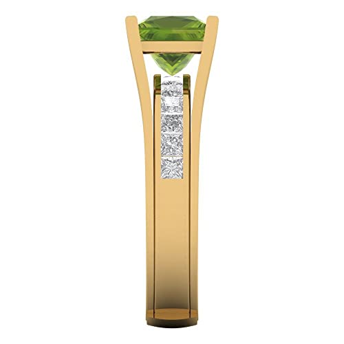 Clara Pucci 3.37ct Princess Cut Solitaire with Accent Green Peridot Sliding Statement Bridal Ring Band Set 14k Yellow Gold 7.5