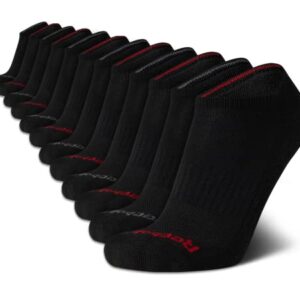 Reebok Men's Athletic No-Show Low Cut Socks with Cushion Comfort (12 Pack), Size 6-12.5, Classic Black