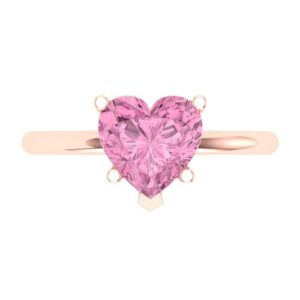 Clara Pucci 2.0 ct Heart Cut Solitaire Pink Simulated Diamond 5-Prong Bridal Designer Anniversary Engagement Ring Real 14k Rose Gold