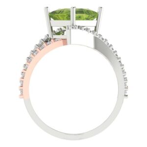 Clara Pucci 2.45ct Princess Cut Criss Cross Solitaire Natural Peridot Designer Anniversary Bridal Engagement Ring 14k 2tone Gold 10.75