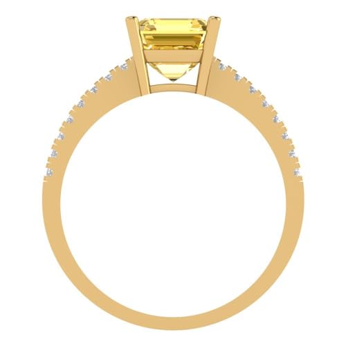 Clara Pucci 1.66 ct Asscher Cut Solitaire Canary Yellow Simulated Diamond Designer Anniversary Bridal Engagement Ring 14k Yellow Gold