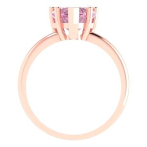 Clara Pucci 2.0 ct Heart Cut Solitaire Pink Simulated Diamond 5-Prong Bridal Designer Anniversary Engagement Ring Real 14k Rose Gold