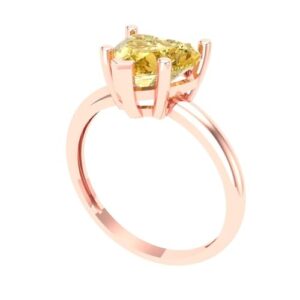 Clara Pucci 2.0 ct Heart Cut Solitaire Canary Yellow Simulated Diamond Bridal Designer Anniversary Engagement Ring Real 14k Rose Gold