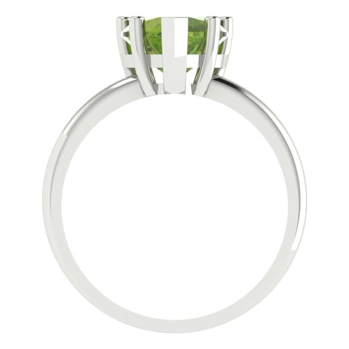 Clara Pucci 2.0 ct Heart Cut Solitaire Genuine Natural Green Peridot 5-Prong Engagement Bridal Promise Anniversary Ring 14k White Gold